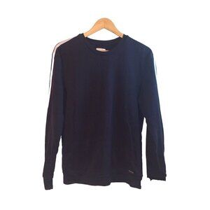 DENIM & FLOWER D&G Ricky Singh Navy Blue Long Sleeve Pullover Sweater Large